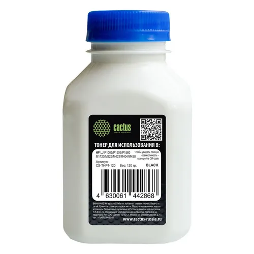 Тонер Cactus CS-THP4-120, для CB436A/CE278A/CE285A/CF283A/CF244A/CF283X (для OEM), черный, 120грамм, флакон