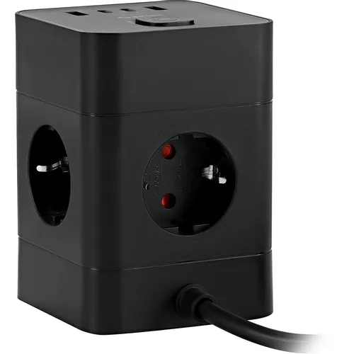 Сетевой удлинитель Buro BU-PTE4.1UC-Plus-B, 1.5м, черный