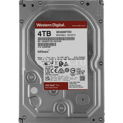 Жесткий диск WD Red Pro WD4005FFBX, 4ТБ, HDD, SATA III, 3.5"
