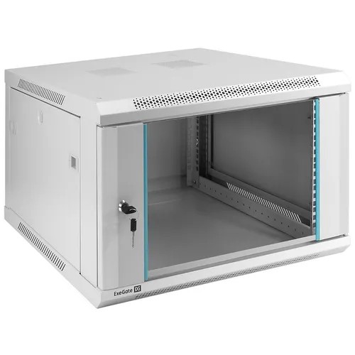 Шкаф коммутационный EXEGATE EC-WM-6U.600 EX298600RUS настенный, стеклянная передняя дверь, 6U, 600x370x600 мм