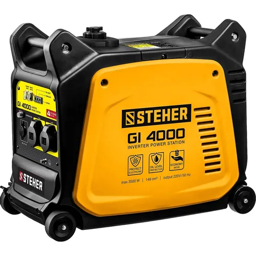 Бензиновый генератор STEHER GI-4000, 220/12 В, 3.5кВт, на колёсах