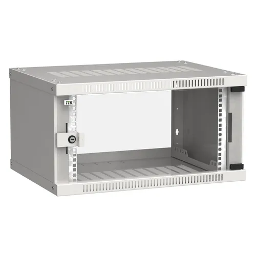 Шкаф коммутационный ITK Linea WE LWE3-06U64-GF настенный, стеклянная передняя дверь, 6U, 600x320x450 мм