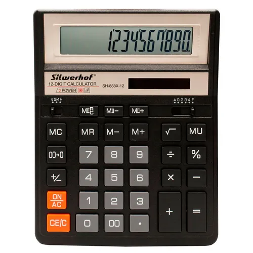 Калькулятор Silwerhof SH-888X-12, 12-разрядный, черный