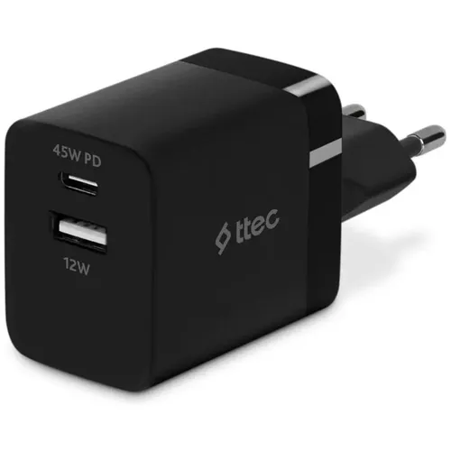 Сетевое зарядное устройство TTEC SmartCharger, USB-A, USB-C, 45Вт, 3A, черный [2scp02s]