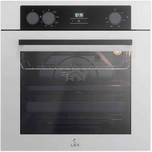 Духовой шкаф электрический LEX EDP 080 WH Steam, 72л, дверца с 2 стеклами, белый/черный