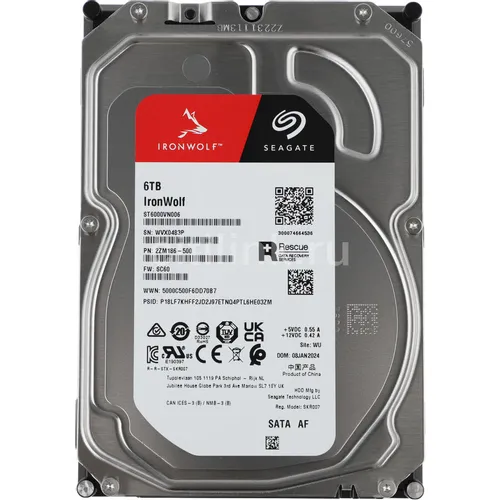 Жесткий диск Seagate Ironwolf ST6000VN006, 6ТБ, HDD, SATA III, 3.5"