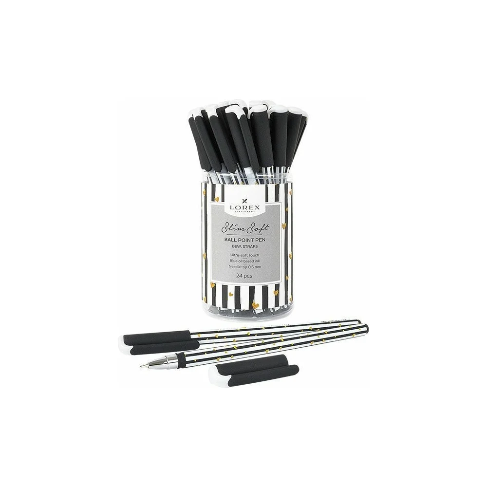 Масляная ручка LOREX Slim Soft B&W.STRAPS LXOPSS-BW2