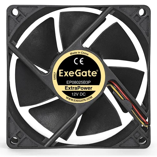 Вентилятор EXEGATE EX288925RUS 80мм, 3-pin, 2900об/мин, 29.5 дБ, черный, OEM