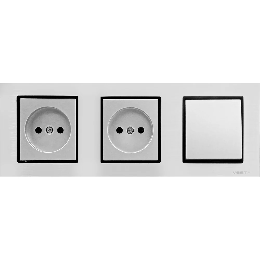 Одноклавишный выключатель + розетки Vesta Electric Комплект-3 FRM050305SER