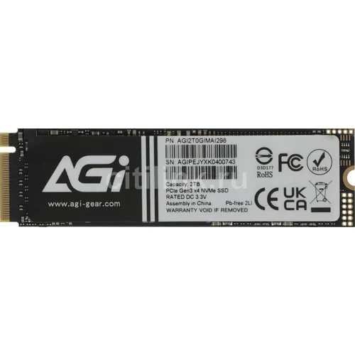 SSD накопитель AGI AI298 AGI2T0GIMAI298-CB 2ТБ, M.2 2280, PCIe 3.0 x4, NVMe, M.2