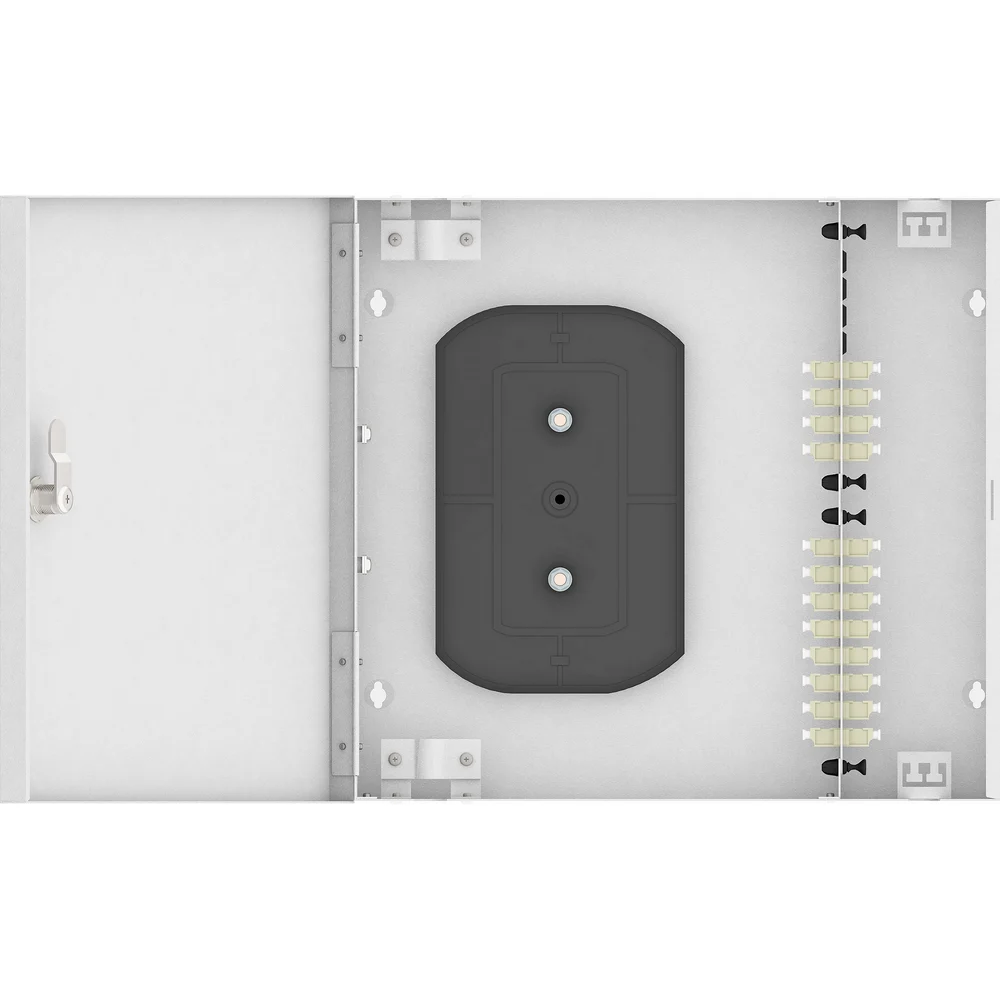 Настенный многомодовый укомплектованный оптический кросс TopLan КРН-Top-24LC/U-OM2-GY