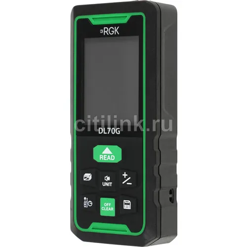 Лазерный дальномер RGK DL70G, 2 класс лазера, 535нм, луч зеленый, с поверкой [755733]