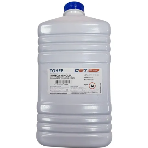 Тонер CET NF8M TN-324, для KONICA MINOLTA Bizhub C258/C308/C368, пурпурный, 500грамм, бутылка