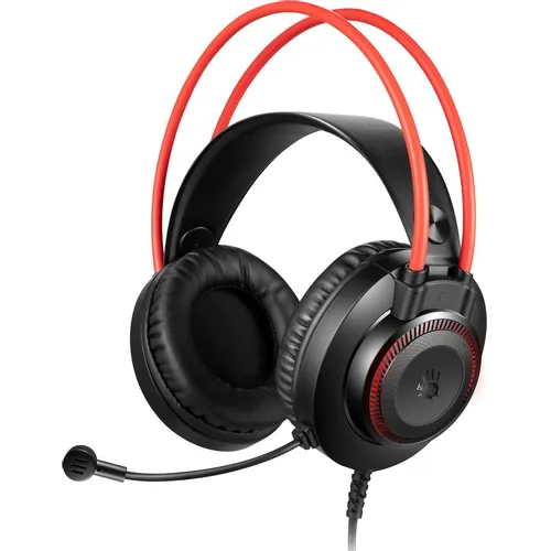 Гарнитура игровая A4TECH Bloody G200S, для компьютера, мониторные, проводные, черный / красный [g200s usb/ black +red]