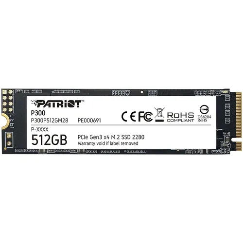 SSD накопитель Patriot P300 P300P512GM28 512ГБ, M.2 2280, PCIe 3.0 x4, NVMe, M.2