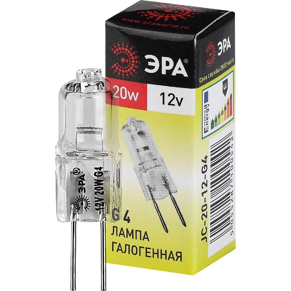 Лампа галогенная ЭРА G4JC20W12V C0027369