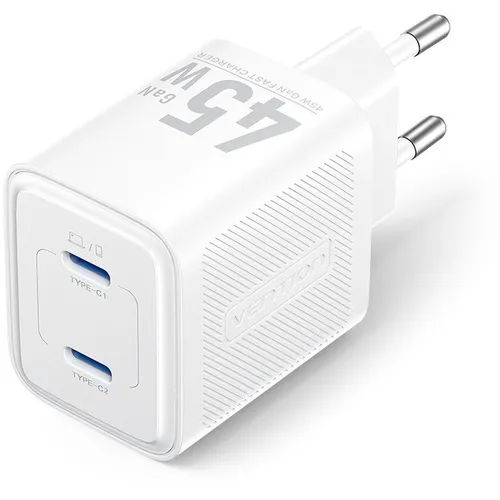 Сетевое зарядное устройство VENTION FEFW0-EU, 2xUSB-C, 45Вт, 3A, белый