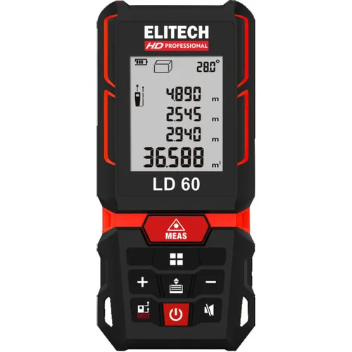 Дальномер Elitech LD 60, 2 класс лазера, 670нм, луч красный [204769]