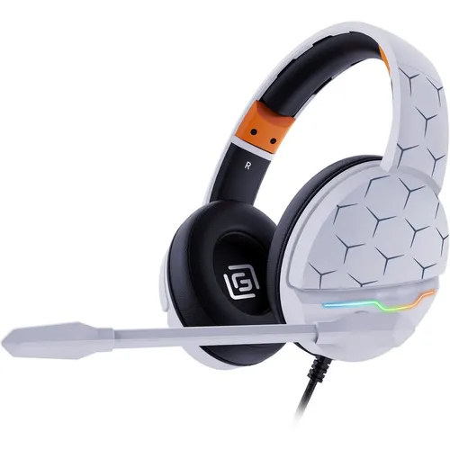 Гарнитура игровая Oklick HS-L710G, для компьютера, мониторные, проводные, белый / черный [1978693]