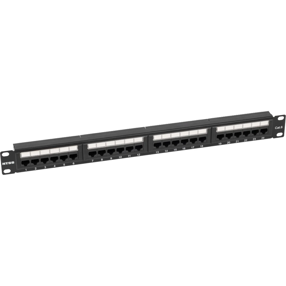 Патч-панель NTSS 24 UTP порта RJ45, cat.6, 1U, Dual IDC, без органайзера NTSS-PP-1U-24-UTP-RJ45-6-D