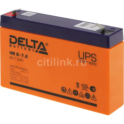 Аккумуляторная батарея Delta HR 6-7.2 для ИБП, 6В, 7.2Ач