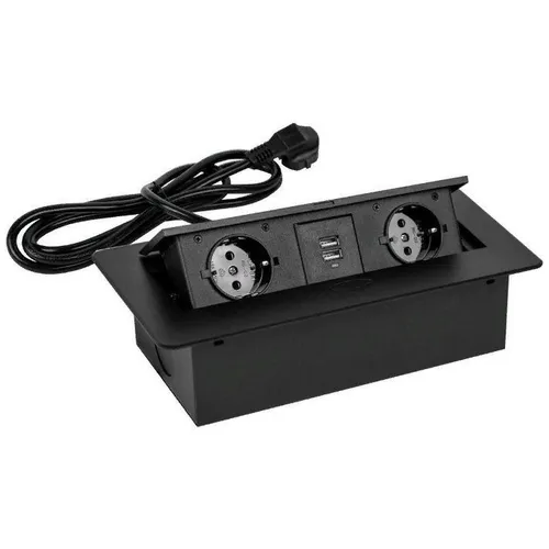 Сетевой разветвитель PREMIER PX/BL-HOR-2R-2USB-BLK, 1.8м, черный