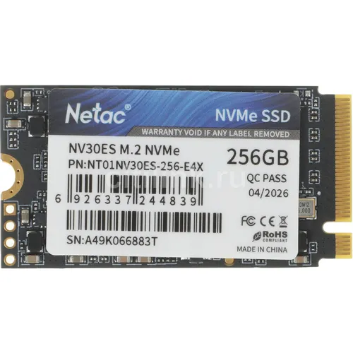 SSD накопитель NETAC NV30ES 256ГБ, M.2 2242, PCIe 3.0 x4, NVMe, M.2 [nt01nv30es-256-e4x]