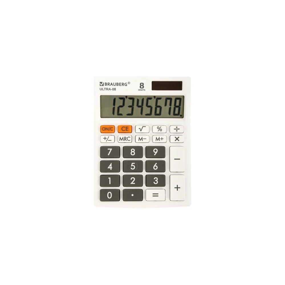 Настольный компактный калькулятор BRAUBERG ULTRA-08-WT 250512