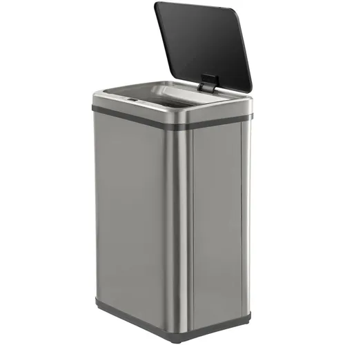 Ведро для мусора TESLER STB-50F, 50л, пластик, прямоугольная, сенсорная крышка, серый [stb-50f inox]