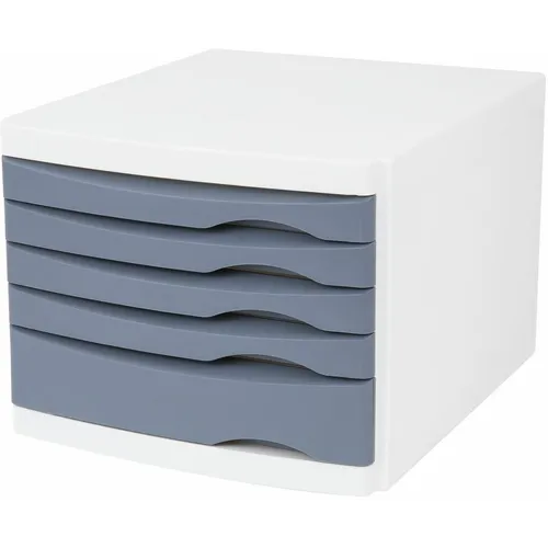 Бокс для документов BRAUBERG Box 238045, для бумаг, 5 выдвижных ящиков, 235x300x355, полистирол, серый / белый
