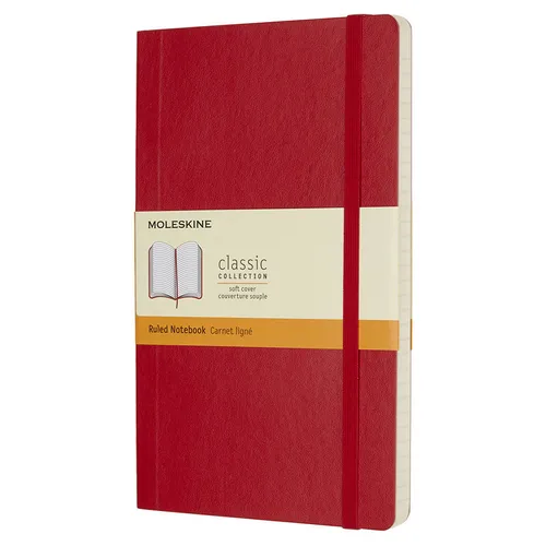 Блокнот Moleskine Classic Soft, 192стр, в линейку, мягкая обложка, красный [qp616f2]