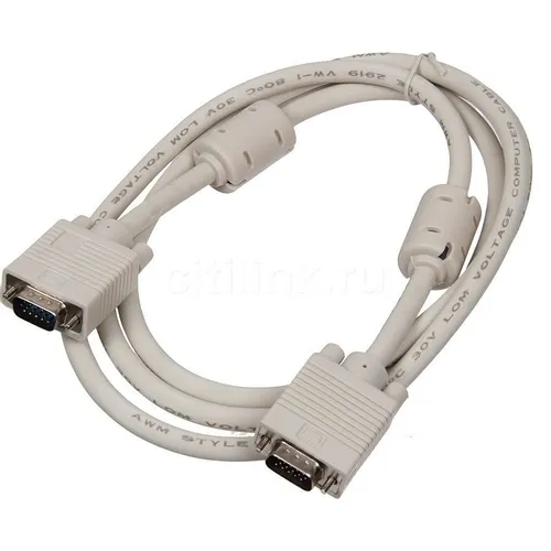 Кабель VGA Buro CAB016S-06, VGA (m) - VGA (m), ферритовый фильтр , 1.8м, серый