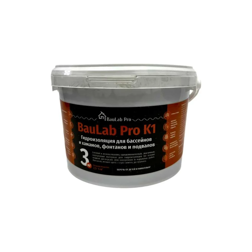 Профессиональная гидроизоляция BauLab Pro К1 3 кг K1/3