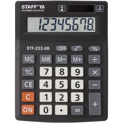 Калькулятор STAFF STF-222, 8-разрядный, черный