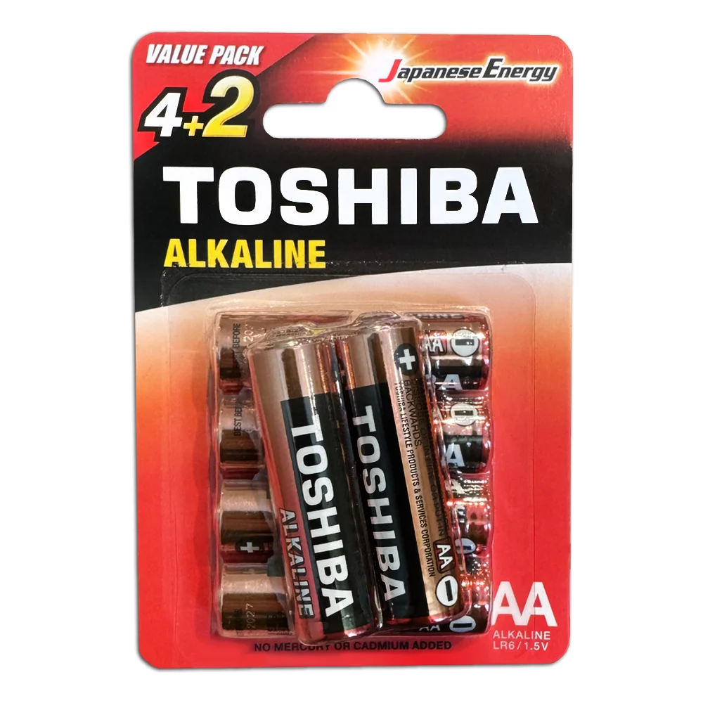 Алкалиновый элемент питания Toshiba LR6 RED 6/card 3455