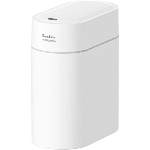Ведро для мусора TESLER STB-0922, 9л, пластик, овальная, сенсорная крышка, белый