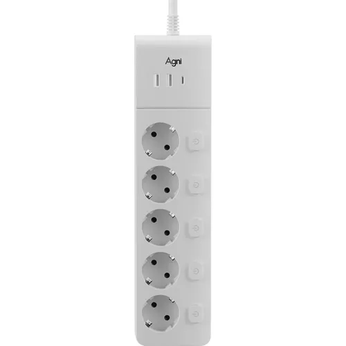 Сетевой фильтр AGNI TP-FI3U5E, 2м, белый [tp-fi3u5e-c-2m-white]