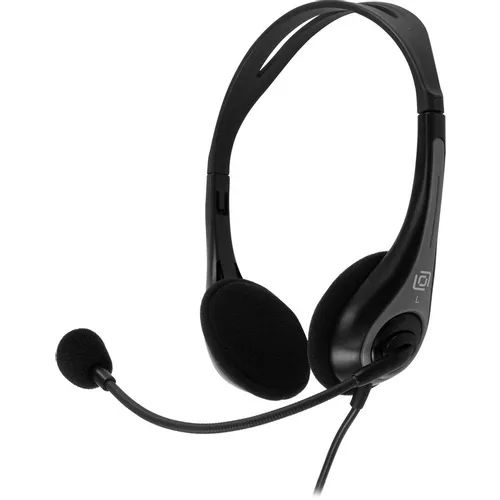 Гарнитура Oklick HS-M300, для контактных центров, накладные, проводные, черный / серый [1876323]