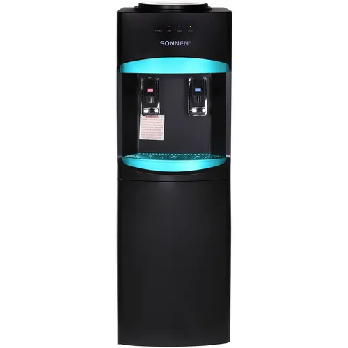 Кулер SONNEN FSC-02W TURBO, напольный, компрессорный, push - кран, черный/синий [456171]
