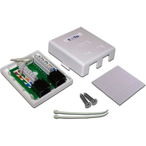 Розетка Lanmaster (TWT-SM2-4545/6-WH) настен. RJ45 2 кат.6 UTP бел.