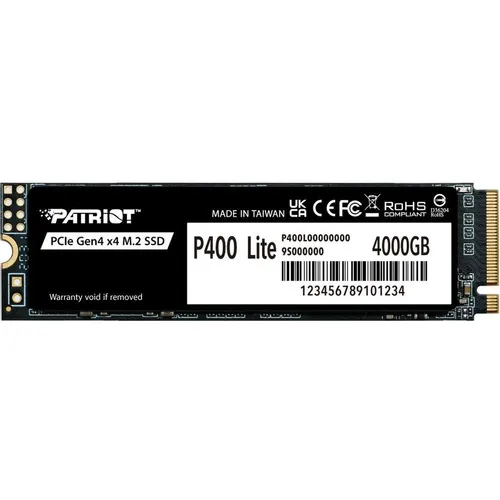 SSD накопитель Patriot P400 Lite P400LP4KGM28H 4ТБ, M.2 2280, PCIe 4.0 x4, NVMe, M.2