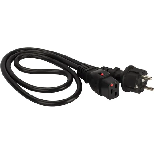 Шнур питания Lanmaster (LAN-PP19L/SH-3.0-BK) C19-Schuko проводник.:3x1.5мм2 3м 220В 16А черный