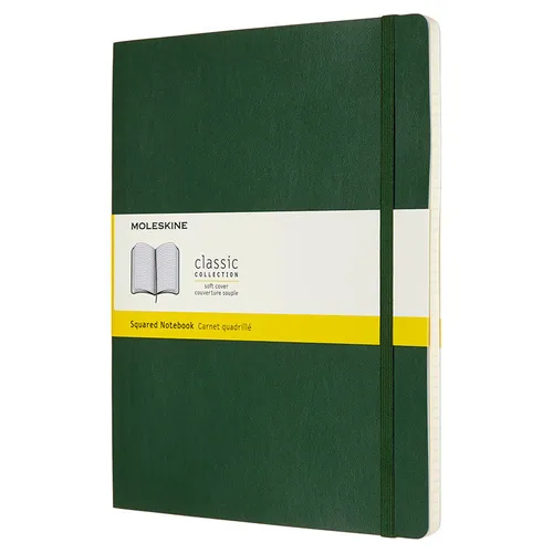 Блокнот Moleskine Classic Soft, 192стр, в клеточку, мягкая обложка, зеленый [qp622k15]