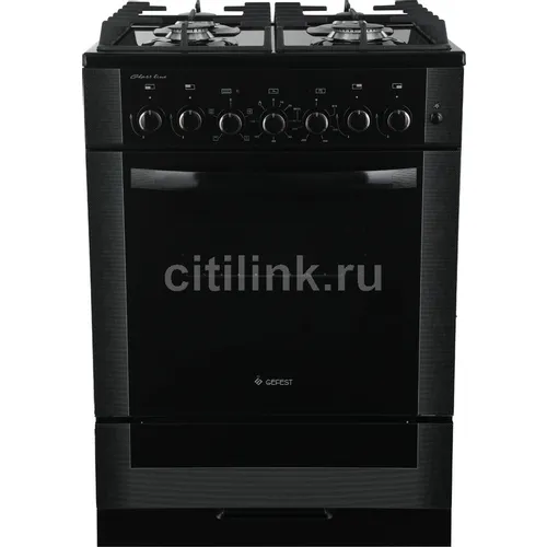 Газовая плита GEFEST ПГЭ 6502-02 0044, электрическая духовка, без крышки, чугун, черный