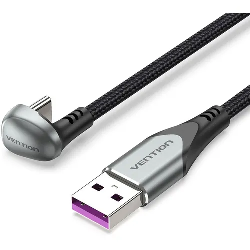 Кабель VENTION COHHH, USB Type-C (m) (угловой) - USB 2.0 A (m) (прямой), круглое, 2м, пакет, черный