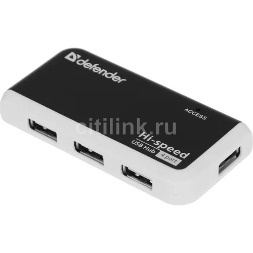 Хаб (разветвитель) Defender Quadro Infix, черный [83504]