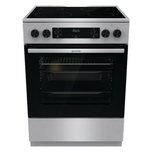 Электрическая плита Gorenje GECS6C70XC, стеклокерамика, без крышки, нержавеющая сталь
