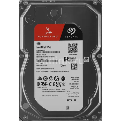 Жесткий диск Seagate Ironwolf Pro ST4000NT001, 4ТБ, HDD, SATA III, 3.5"