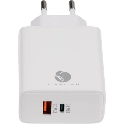 Сетевое зарядное устройство ZIBELINO MC-G-UA-QC-2, USB-A, USB-C, 65Вт, 3.25A, белый