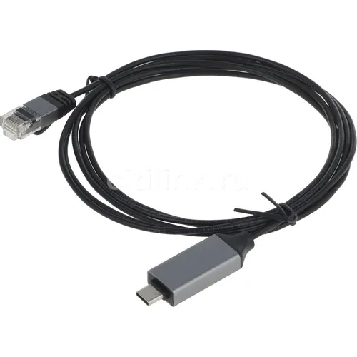 Кабель Buro BU-USB-C-LAN100-2m, USB Type-C (m) (прямой) - RJ-45 (m) (прямой), GOLD , 2м, пакет, черный